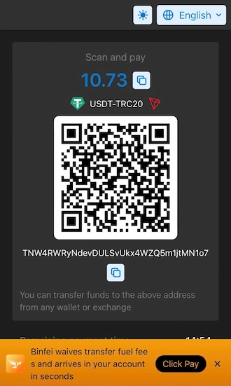 💎Step 3: Open your USDT cryptocurrency wallet and scan the QR to pay.