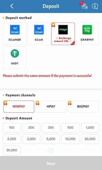 💎Step 1: select the Maya payment method.